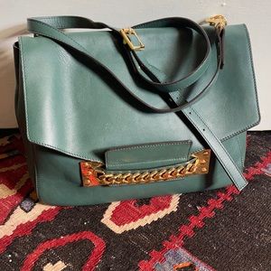 Sophie Hulme Hunter Green Envelope Chain Bag